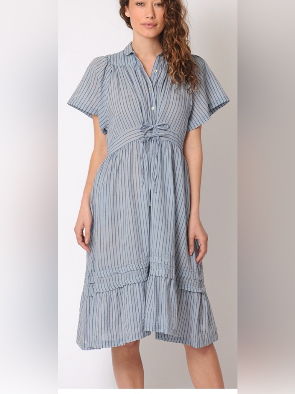 Matta NY Theresa Dress Blue Stripe Cotton Size L